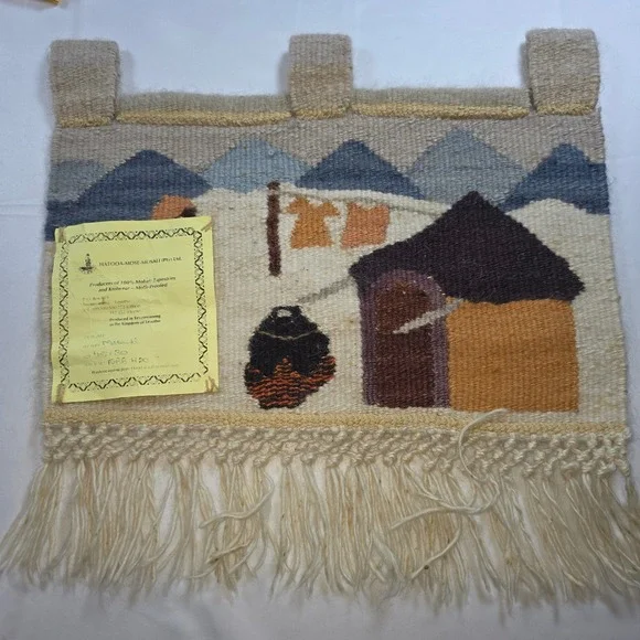 Lesotho African 100% Mohair Handwoven Village Tapestry Matanki 45x30