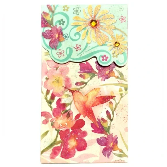 Punch Studio Embellished Long Notepad: Glittered Hummingbird (95141)