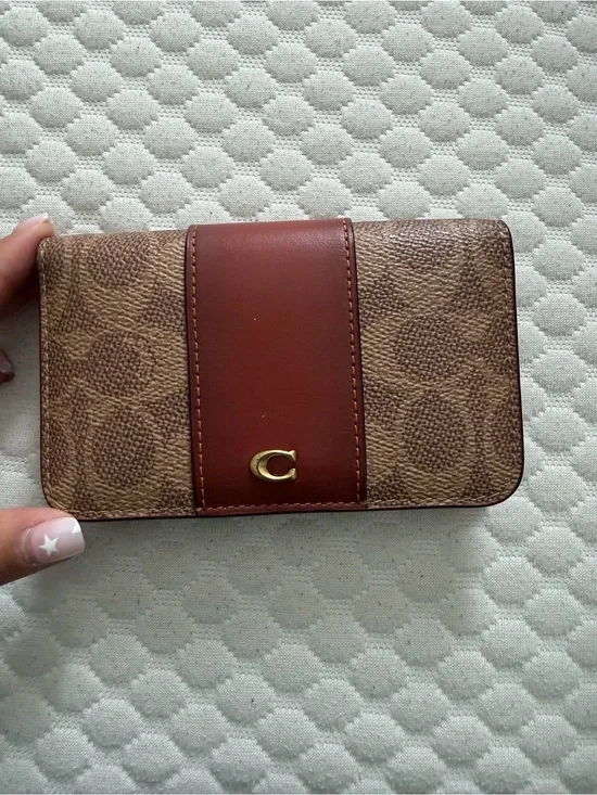 Coach Brown Signature Canvas Card Case Wallet