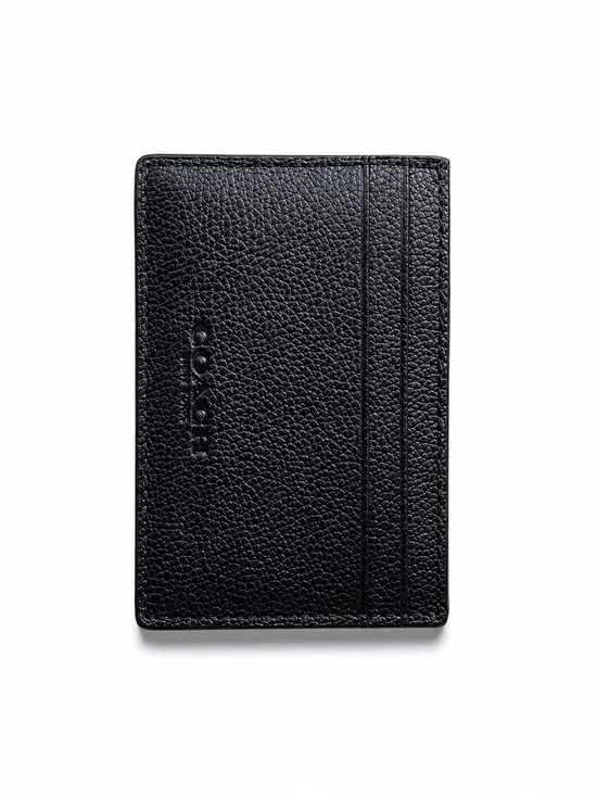 Coach Black Textured Leather Slim Card & Key Holder