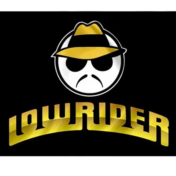 Lowrider Flag 3x5ft Black Gold Logo Cartoon Face Hat Sunglasses Banner Decor