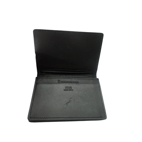 MIC Genuine Leather Wild Bird Society of Japan Card Case Wallet Black Bifold