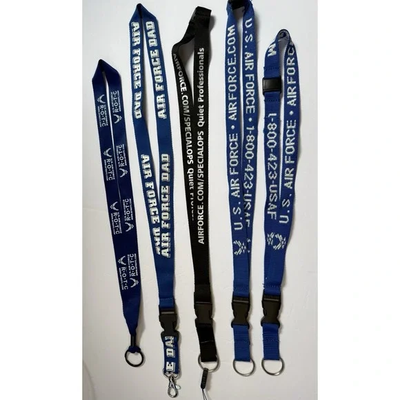 US Air Force Lanyards Lot of 5 ROTC Dad Special Ops Militaria Blue Black