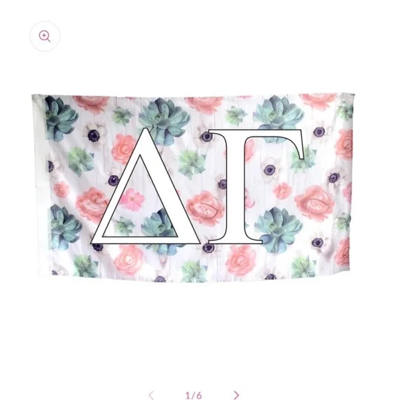 Sorority Shop Delta Gamma Succulent Floral Flag Banner Dorm Decor 3x5 White