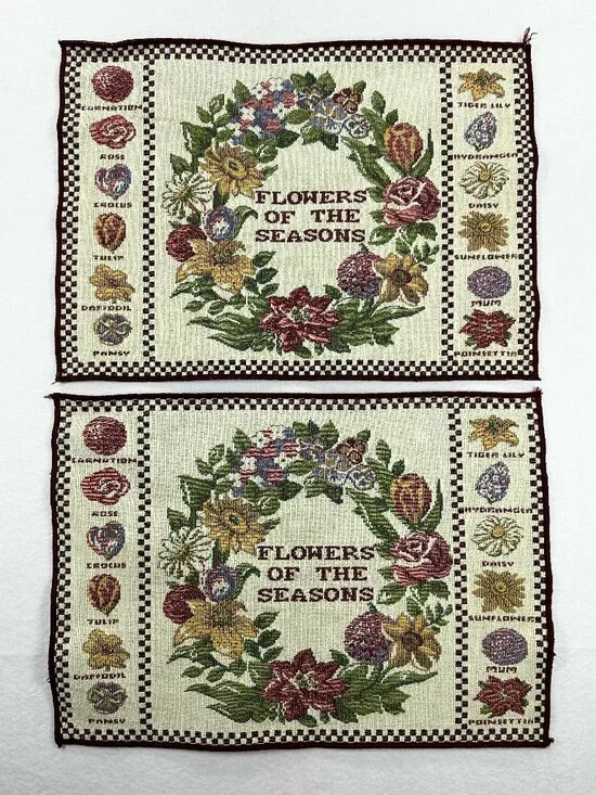 Vintage Flowers Of The Seasons 2 Wall Art Decor Tapestry Placemats DIY 17x12.5