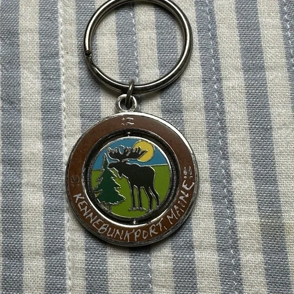 Kennebunkport Maine Moose Spinning Keychain‎ Metal Souvenir Scenic Design