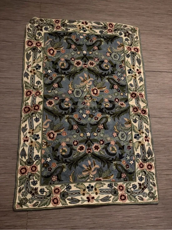 Decorative Blue Floral Area Rug - Home Wall Decor