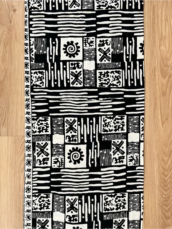 Black & White Geometric Block Print Tapestry, 100 x 64 inches - Home Accents