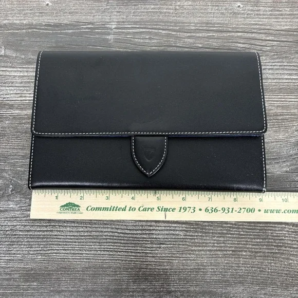 Aspinal Of London Black Leather Travel Wallet Passport Document Organizer Case