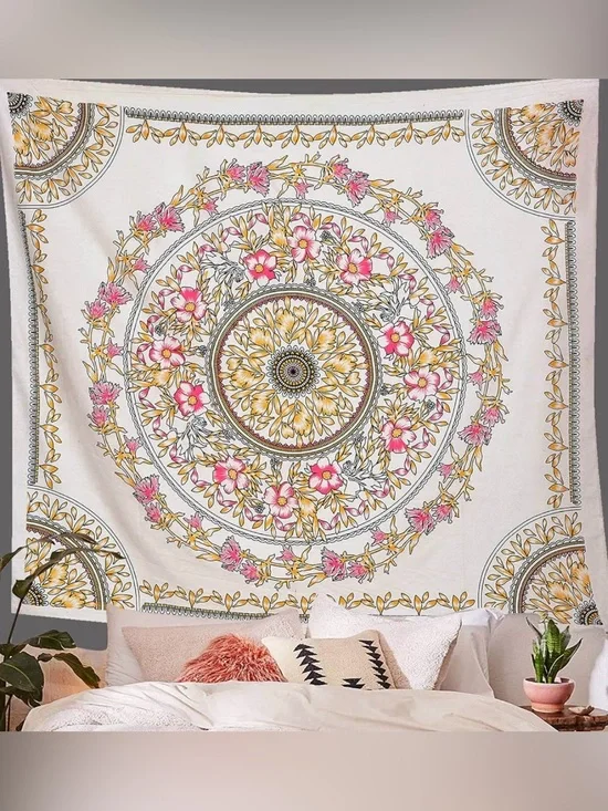 Boho Floral Mandala Wall Tapestry