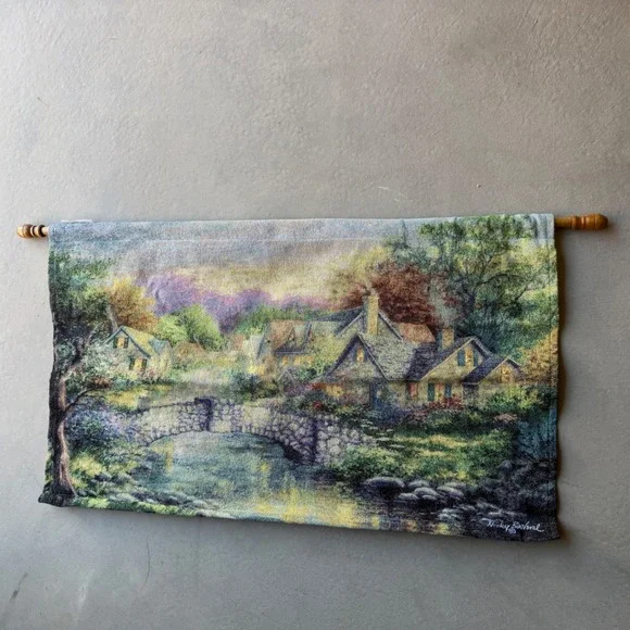 Nicky Boehm Stonehedge Bridge Wall Hanging Tapestry Woven Art with‎ Wooden Rods