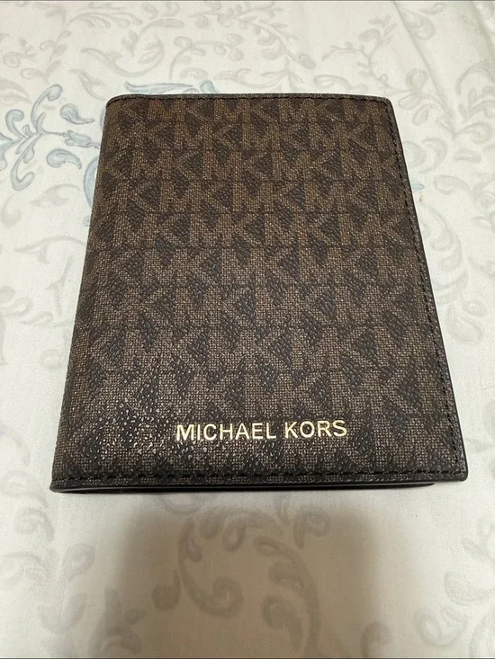 Michael Kors Brown Signature MK Card & Passport Holder