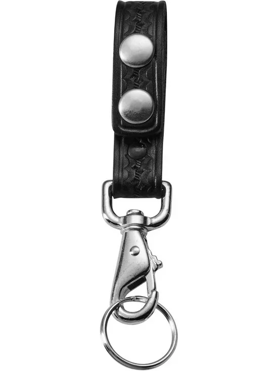 Leather Key Strap Belt Keeper - Duty Key Ring Holder with Double Snap Closure