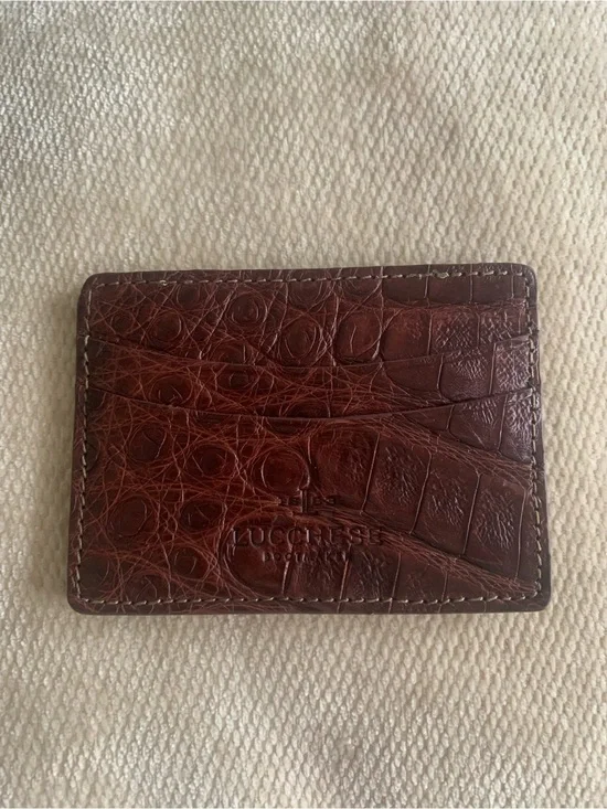 Men’s Reddish Brown Matte Crocodile 5 Pocket Credit Business Card Case USA Made