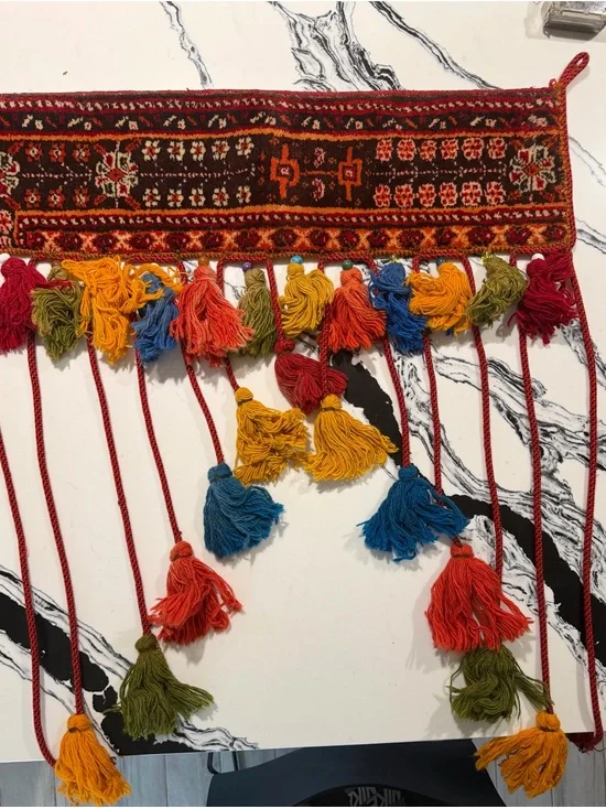 Vintage Persian Tribal Handwoven Textile / Wall Hanging with Tassels