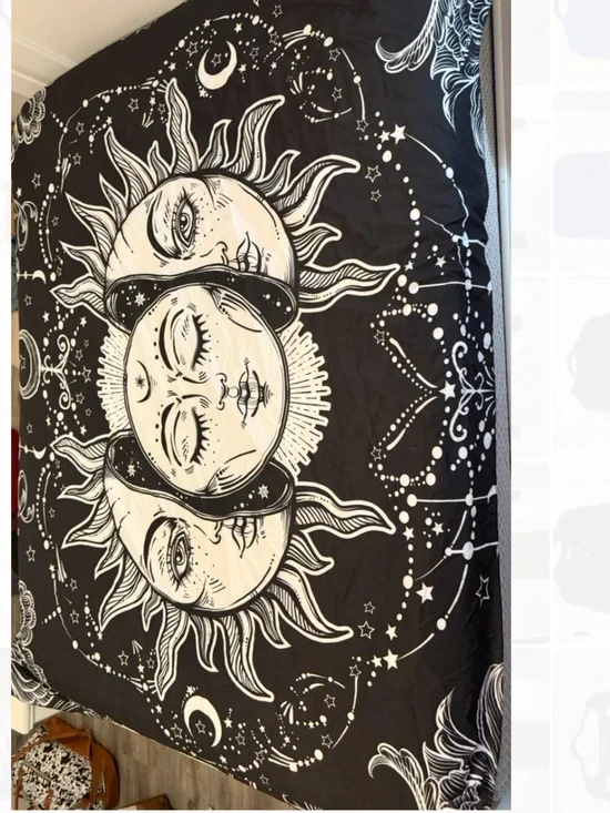 Bohemian Black & White Sun Moon Wall Tapestry