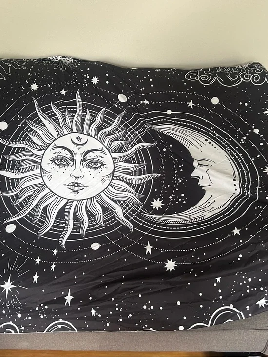 Black and White Sun & Moon Bedding Throw - Celestial Design