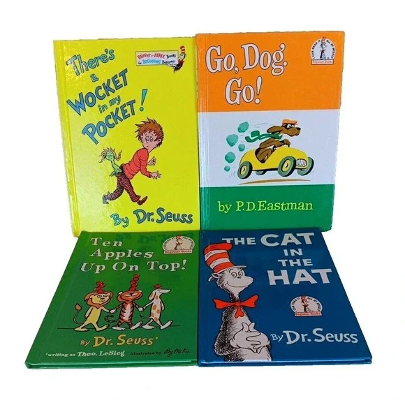 Dr Seuss Beginner Books Lot of 4 Cat in the Hat Go Dog Go Ten‎ Apples Up On Top