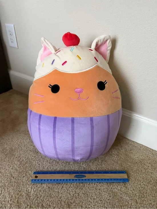 Squishmallows Miriam 16” Cat Cupcake Pet Toy - Cream, Orange & Purple