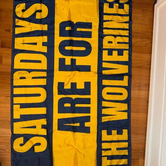 UMich Blue and Maize Wall Banner / Flag - Saturdays Are For The Wolverines