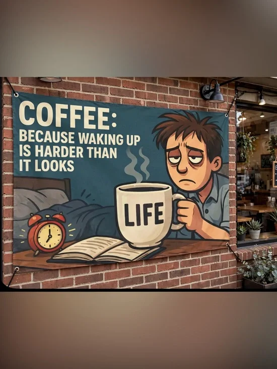 Restaurant/ Shop Banner/ Sign COFFEE: Because Waking Up Is Harder Than It Looks
