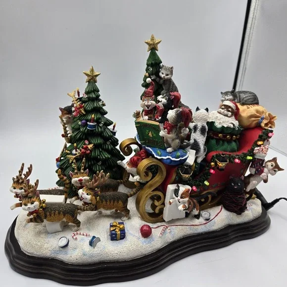 Vtg‎ Danbury Mint Comical Cats Christmas Sleigh Gary Patterson Rare Working HTF
