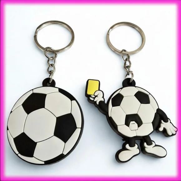 Black & White Soccer Ball Keychain - Card Holder Key Ring‎