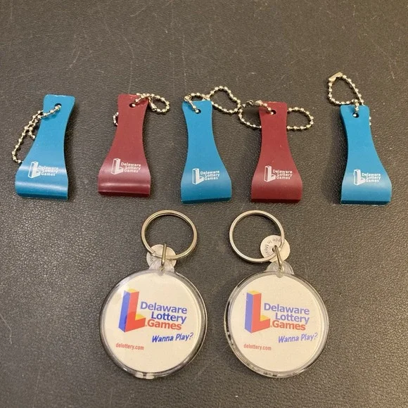 Delaware Lottery‎ Keychains Lot of 7 Games Wanna Play delottery.com