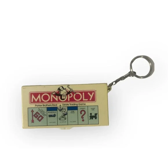 BASIC FUN Monopoly Keychain-Hasbroo Fun Mini Board Game Retro Vintage 1998
