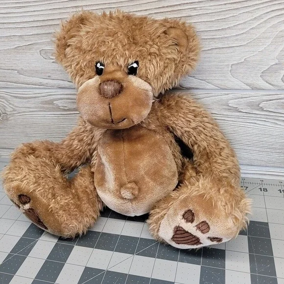First Main Toodles Teddy Bear Plush Tan Brown Sitting Stuffed‎ Long Brown Shaggy