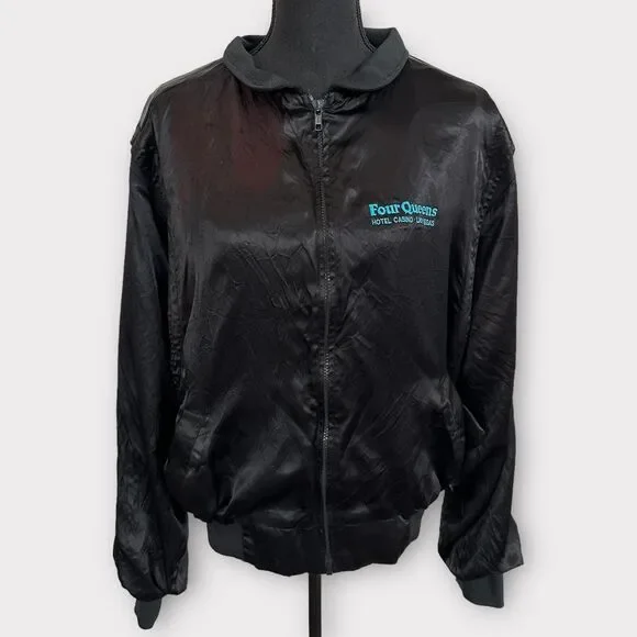 Vintage Four Queens Las Vegas Hotel Casino Women's Black Jacket Size XL W/ Flaws