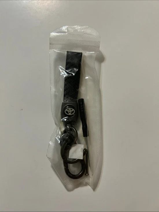 Black Leather Strap Key & Fob holder with Logo Accent