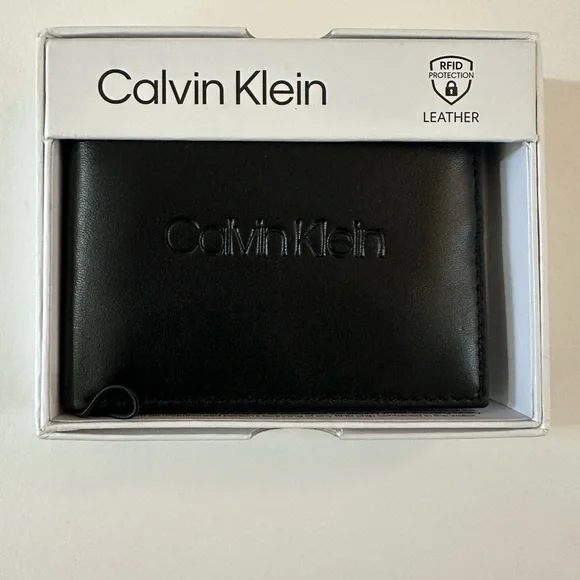 Calvin Klein Black Leather RFID Card & Key Holder