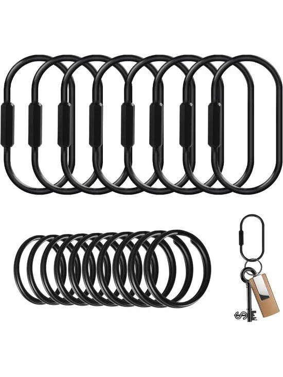 8 Pack Brass Key Rings - Secure Screw Locking Key Chain Organizer for Men
