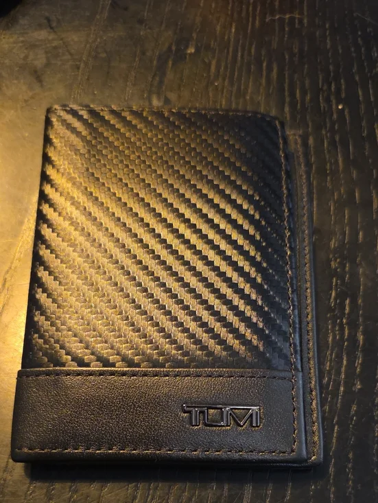 Tumi Black Carbon-Texture Card & Key Holder