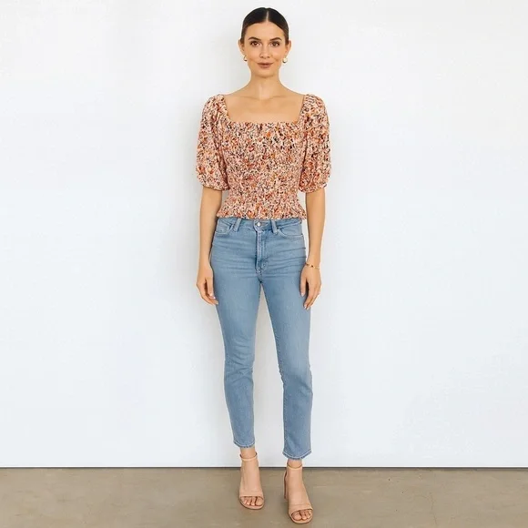 New Old Navy Floral Paisley Puff Sleeve Blouse Top Size XS Petite