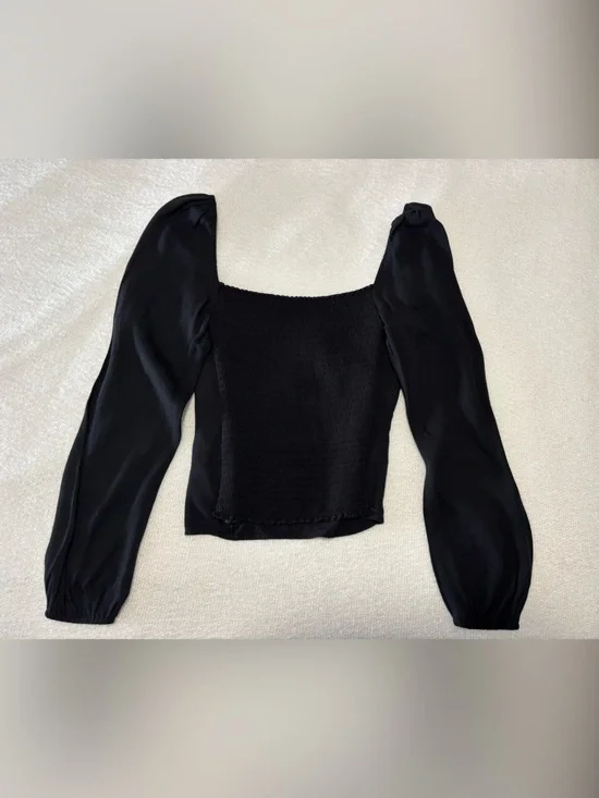 Reformation Black Off-the-Shoulder Puff Sleeve Sweater