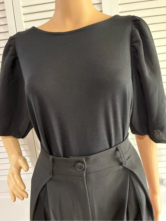 Banana Republic Black Puff-Sleeve Blouse