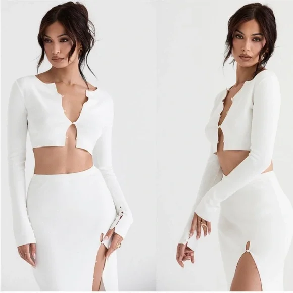 HOUSE OF CB‎ 'Eloise' Ivory Cropped Cardigan NWOT