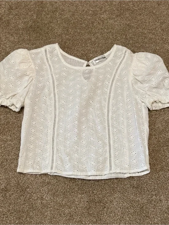 Madewell Cream Eyelet Puff-Sleeve Blouse