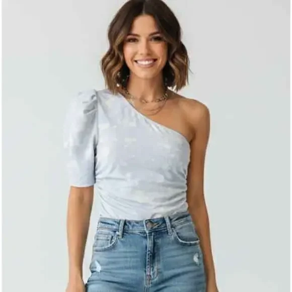 Free People Boho Casual‎ Ruched Somethin Bout You One Shoulder Bodysuit Size M