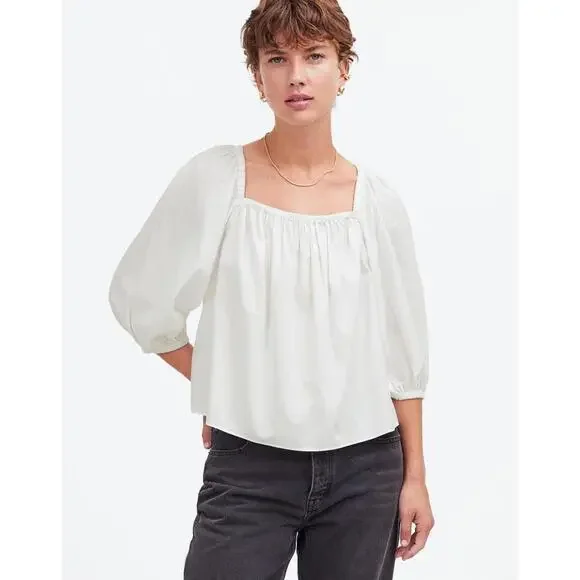 NWT Madewell Puff-Sleeve Babydoll Top - MSRP $88 - Size‎ 14