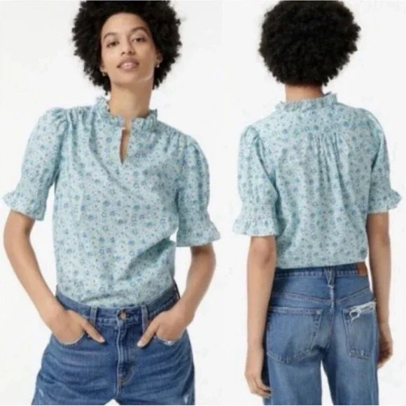 J Crew Liberty Fabric Amelie Floral Puff-sleeve Top S Cottagecore Prairie