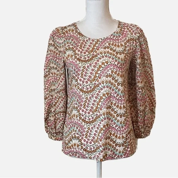 Loft Garden Shimmer Tie Back Mixed Media Top Size XS NWT