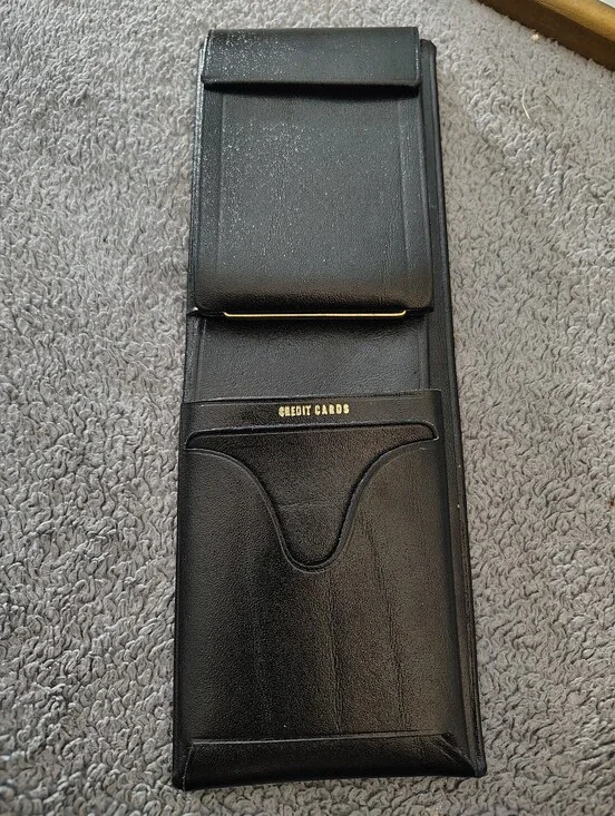 Vintage Ballpak Men's Black Leather Credit Card & Check Holder