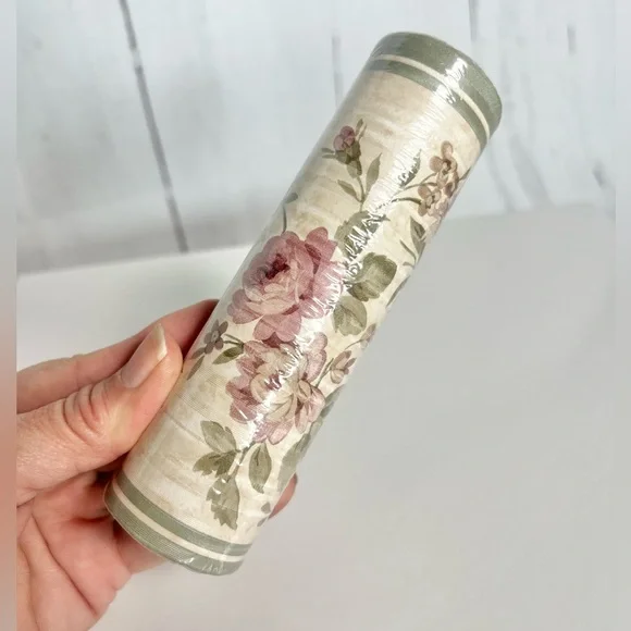Vtg Brewster Rose Wallpaper Border Mauve Green Floral Shabby Chic 5 Yds Sealed