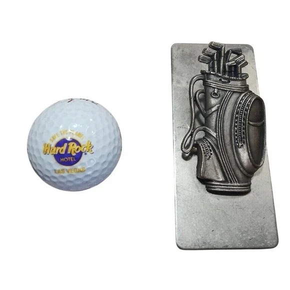 Hard Rock Hotel Las Vegas Golf Ball+ Golf Bag Paper Clip Set Casino Souvenir Lot