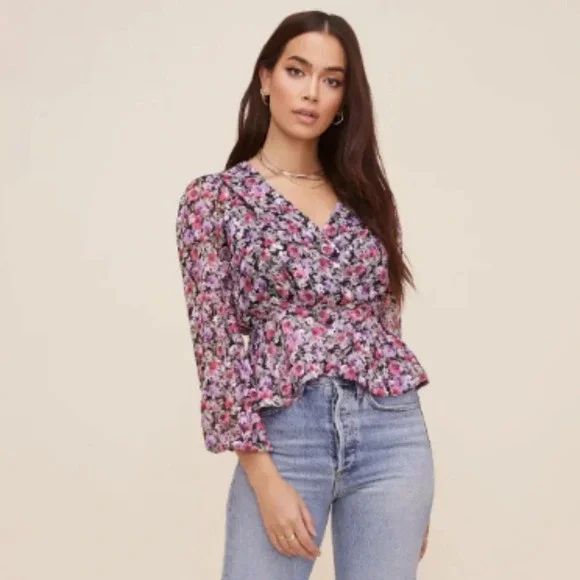 ASTR The Label Floral Wrap Top 30179