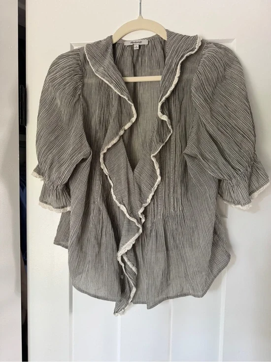Madewell Striped Ruffle Blaire Blouse