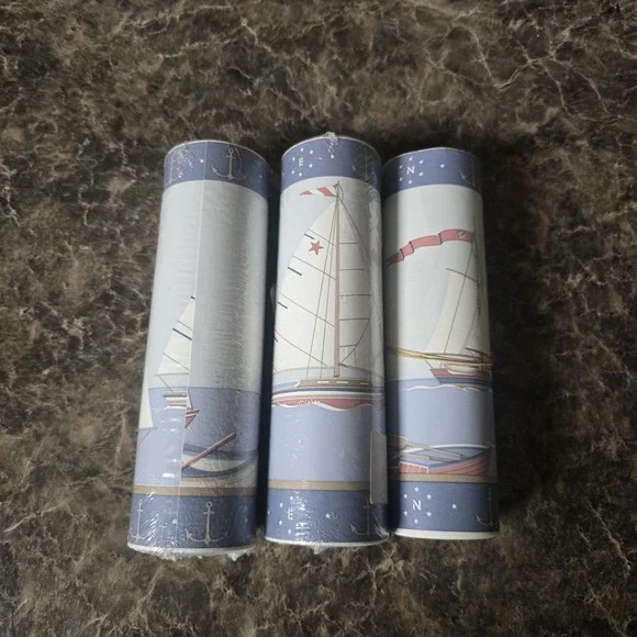 Vintage Nautical Sailboat ‎ Wallpaper Border Lot of 3 Rolls
